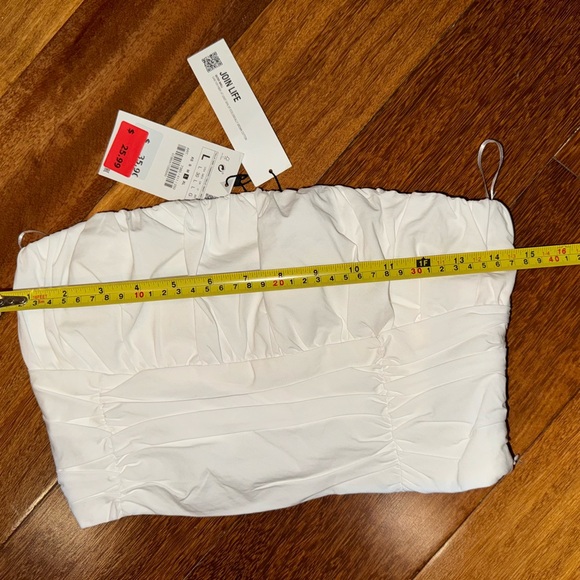 NWT ZARA Women’s Ruched White Tube Top Sz L - Picture 10 of 11